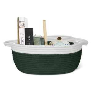 Cute Green Rope Basket Toy Chest Box with Handles