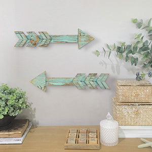 Green Wood Decor Arrows Sign 2Pcs 15*2.75