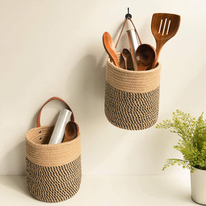 2 Pack Jute Rope Hanging Baskets