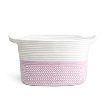 Load image into Gallery viewer, Pink Square Cotton Rope Woven Basket with Handles