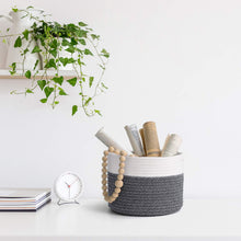 Load image into Gallery viewer, Small Grey Cotton Rope Basket