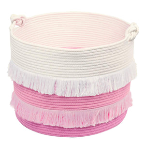 Large Pink Decorative Woven Basket for Toys