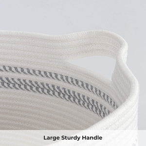 Grey Large Woven Storage Hamper Blanket Basket