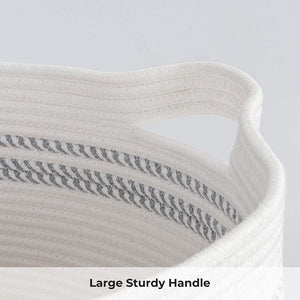 White Large Woven Storage Hamper Blanket Basket 18.1'' ×16.1''