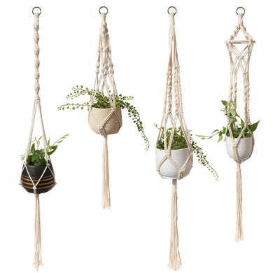 Boho Macrame Plant Hangers Set of 4