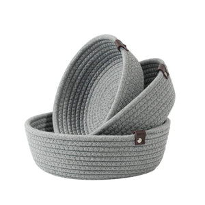 3 Set Cute Round Small Basket Gray