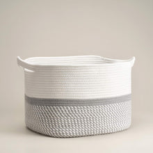 Load image into Gallery viewer, Gray Square Cotton Rope Woven Basket with Handles