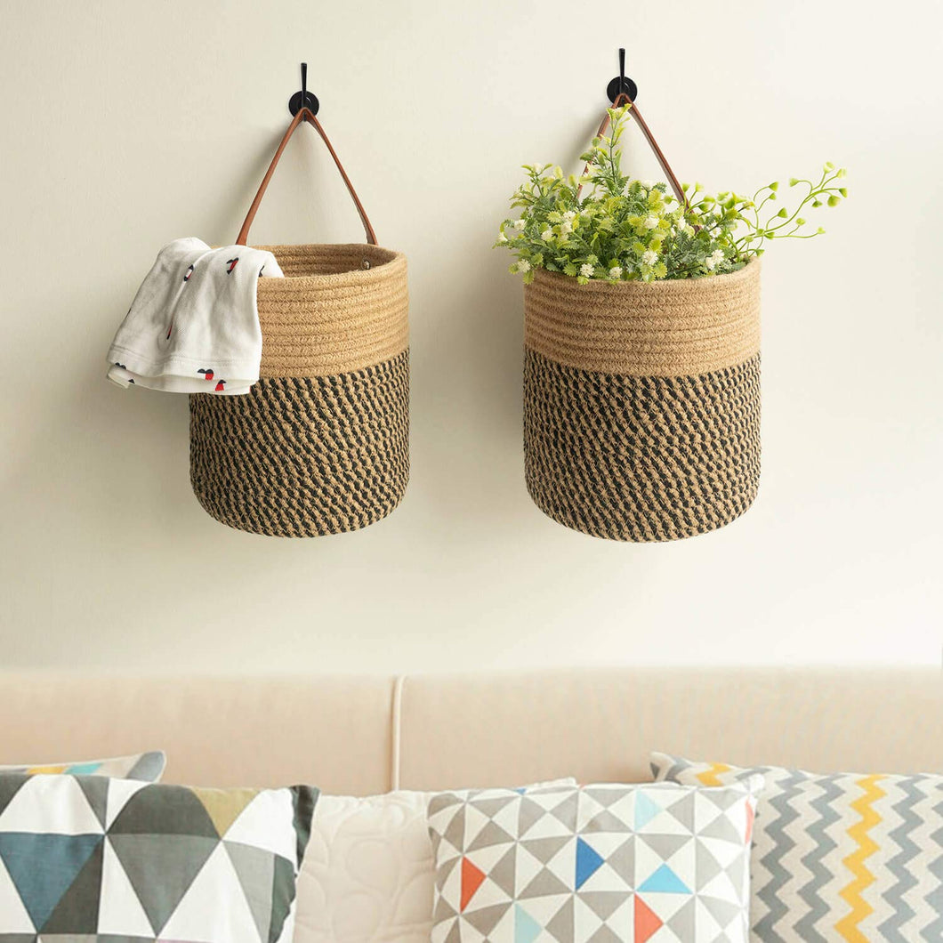 2 Pack Jute Rope Hanging Baskets