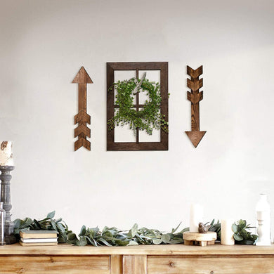 2Pcs Dark Brown Wood Decor Arrows Sign Farmhouse Home Decor