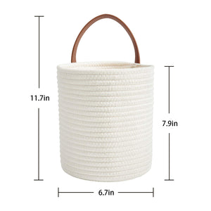 Small Cotton Rope Hang Basket White 2 Pack