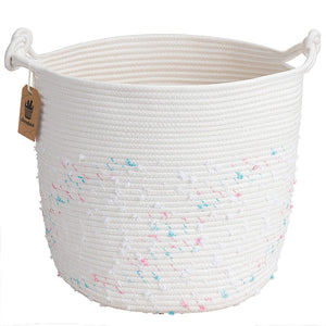 Cotton Rope Basket with Handle Storage Bins 15'' × 15'' × 14.2''