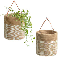 Load image into Gallery viewer, 2pack Small Cotton Rope Hanging Basket 7.87&quot; x 7&quot;