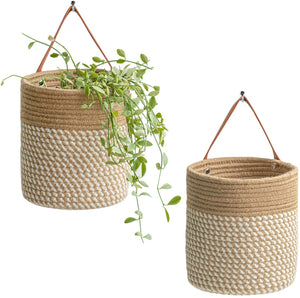 2pack Small Cotton Rope Hanging Basket 7.87" x 7"