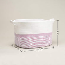 Load image into Gallery viewer, Pink Square Cotton Rope Woven Basket with Handles