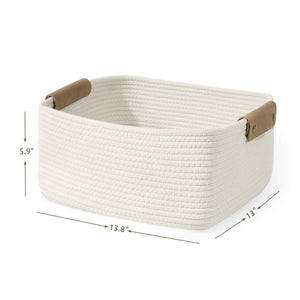 Rectangle Cotton Rope Woven Basket with Handles