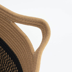 Brown and Black Square Cotton Rope Woven Basket with Handles