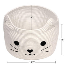 Load image into Gallery viewer, Smile Cat Large Woven Cotton Rope Storage Basket