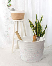 Load image into Gallery viewer, Cotton Rope Basket with Handle Storage Bins 15&#39;&#39; × 15&#39;&#39; × 14.2&#39;&#39;