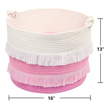 Load image into Gallery viewer, Large Pink Decorative Woven Basket for Toys