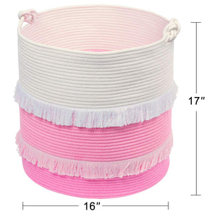 Extra Large Woven Storage Baskets Pink
