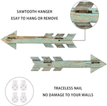Load image into Gallery viewer, Green Wood Decor Arrows Sign 2Pcs 15*2.75