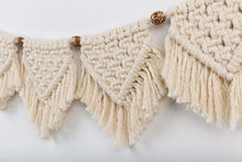 Load image into Gallery viewer, 7 Flags Macrame Wall Hanging Fringe Garland Banner Beige Details