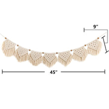Load image into Gallery viewer, 7 Flags Macrame Wall Hanging Fringe Garland Banner Beige Size