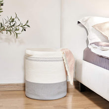 Load image into Gallery viewer, Grey Large Woven Storage Hamper Blanket Basket