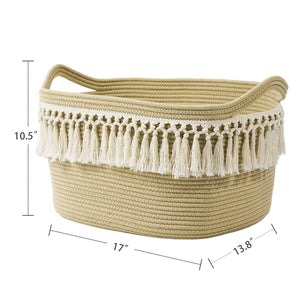 Woven Basket Tassel Cotton Rope Basket