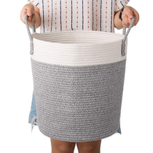 Load image into Gallery viewer, Grey and White Cotton Rope Basket