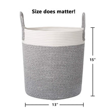 Load image into Gallery viewer, Grey and White Cotton Rope Basket