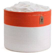 Load image into Gallery viewer, Large Cotton Rope Basket Cute Orange Design