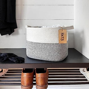 Goodpick Light Grey Woven Storage Square Basket