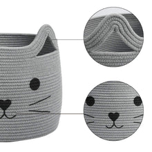 Load image into Gallery viewer, Smile Cat Large Woven Cotton Rope Storage Basket