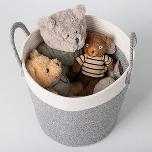 Grey and White Cotton Rope Basket