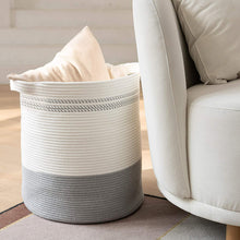 Load image into Gallery viewer, Grey Large Woven Storage Hamper Blanket Basket