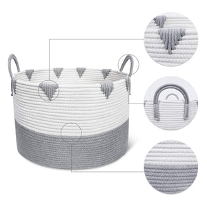 Large Cotton Rope Woven Basket with Handles