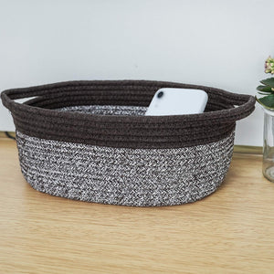 Cute Brown-White Rope Basket with Handles