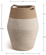 Load image into Gallery viewer, Tall Laundry Hamper Woven Jute Rope Basket 25.6&quot; x 19.3&quot;