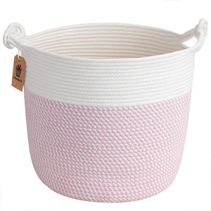 Cotton Rope Basket Baby Laundry Basket Pink