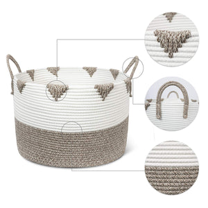 Large Cotton Rope Woven Basket with Handles