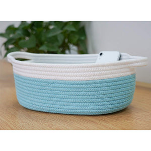 Small Blue Cotton Rope Woven Basket