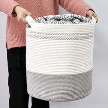 Load image into Gallery viewer, Grey Large Woven Storage Hamper Blanket Basket