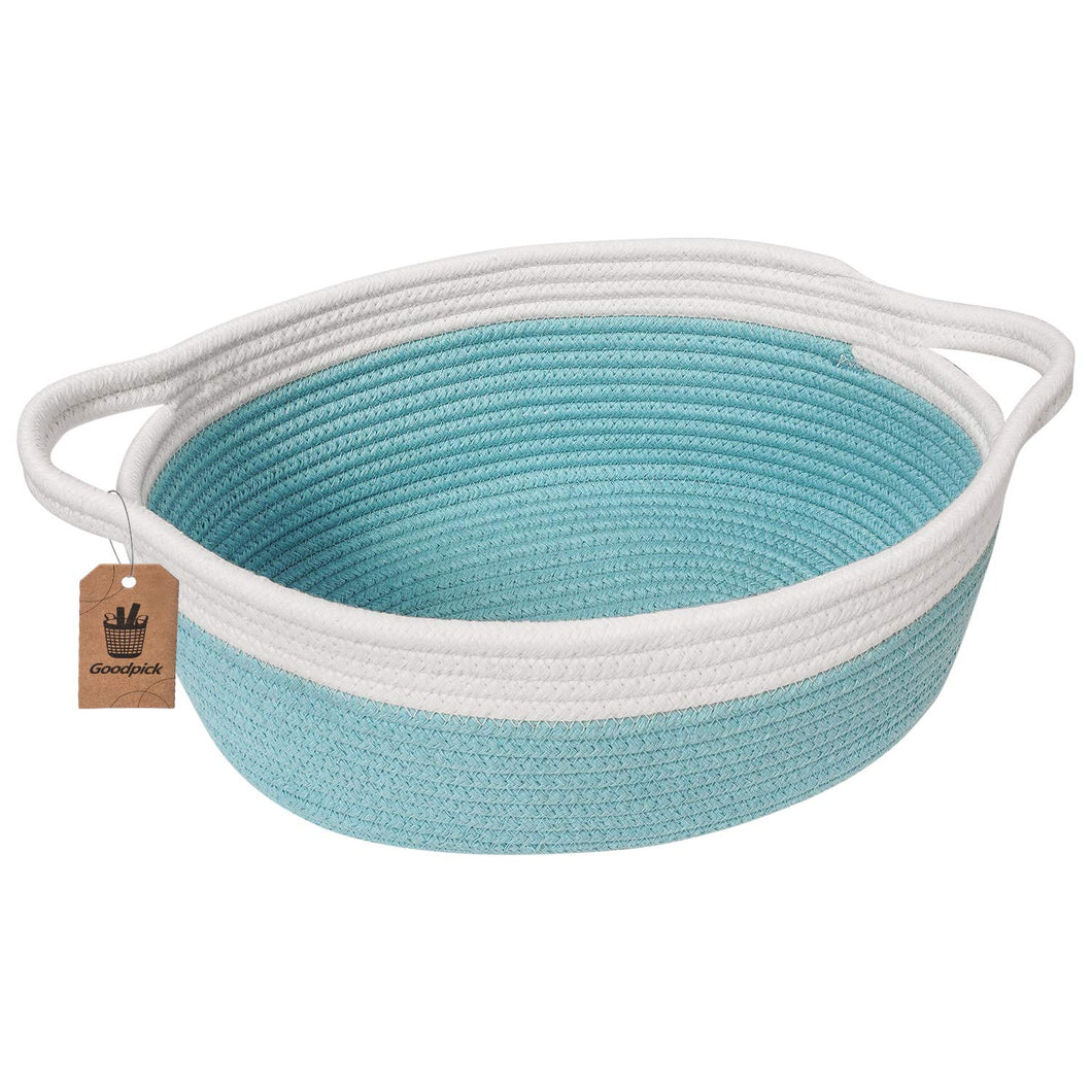 Small Blue Cotton Rope Woven Basket