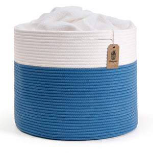 Blue Large Cotton Rope Basket 15.8"x15.8"x13.8"
