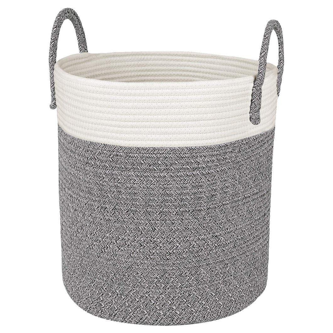Grey and White Cotton Rope Basket