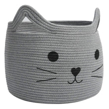 Load image into Gallery viewer, Smile Cat Large Woven Cotton Rope Storage Basket