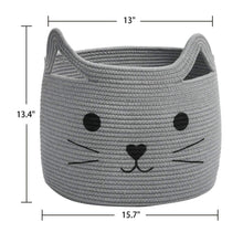 Load image into Gallery viewer, Smile Cat Large Woven Cotton Rope Storage Basket