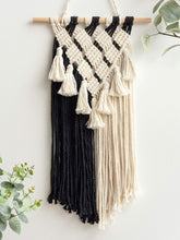 Load image into Gallery viewer, Macrame Black and White Wall Art
