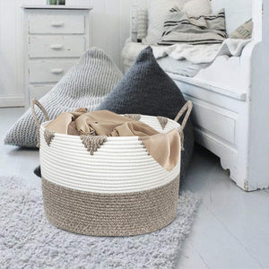 Large Cotton Rope Woven Basket with Handles